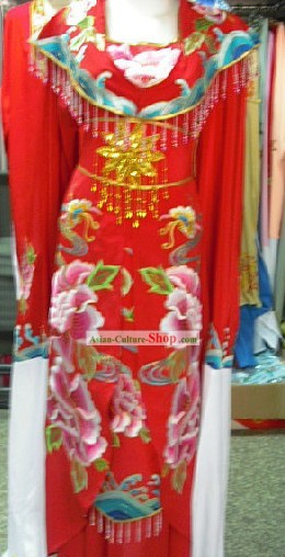 Chinese Classic Embroidered Peony Wedding Dress for Women