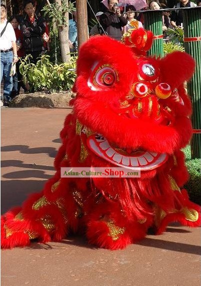 Friendly Red Hok San Happy Celebration Supreme Chinese Lion Dance Costume Complete Set