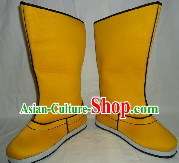 Ancient Chinese Emperor Yellow Boots for Men