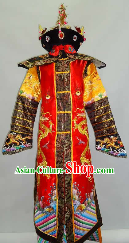 Chinese Classic Qing Dynasty Empress Costume and Crown Complete Set