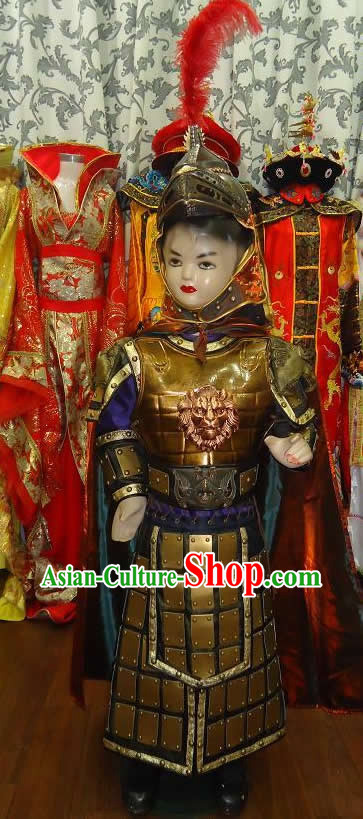 Ancient Chinese General Armor Costume and Helmet for Kids