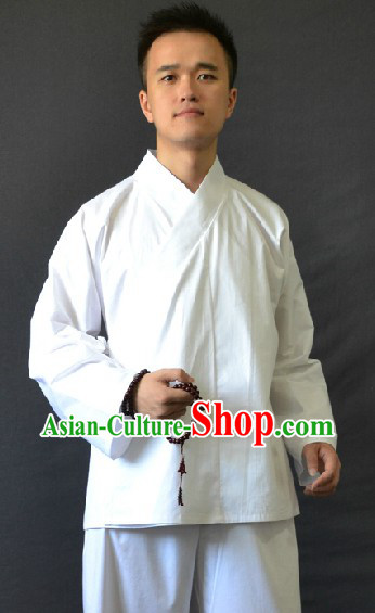 Chinese Classic White Zhong Yi Inside Dress for Both Men and Women