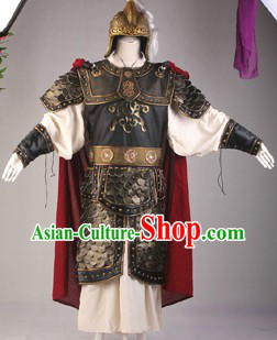 Ancient Chinese Three Kingdoms General Armor Costume and Helmet Complete Set