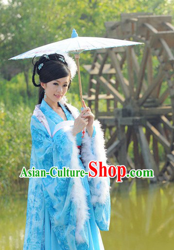 Ancient Chinese Chang Er Female Blue Moon Fairy Costumes