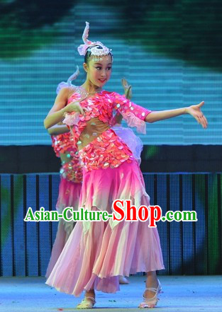 Chinese Classical Fish Carp Dance Costumes and Headpiece