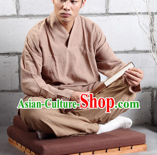 Traditional Chinese Monk Secular Devotee Meditiation Clothes Complete Set