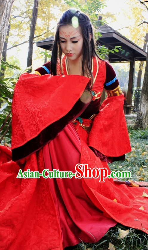 Chinese Classic Red Princess Costume Complete Set for Women