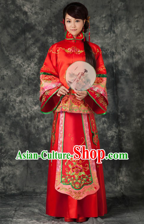 Traditional Chinese Royal Red Wedding Dress for Brides