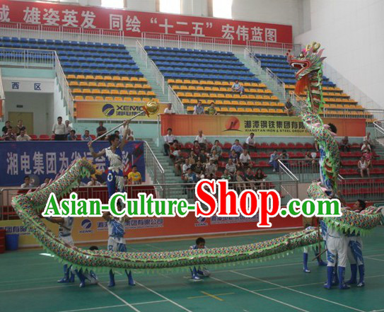 Chinese Classic Green Dragon Dance Costumes for Nine to Ten People