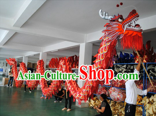 Shinning Red and Yellow Competition and Parade Dragon Dance Costumes