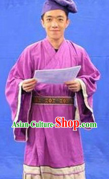 Ancient Chinese Servant Costumes and Hat for Men