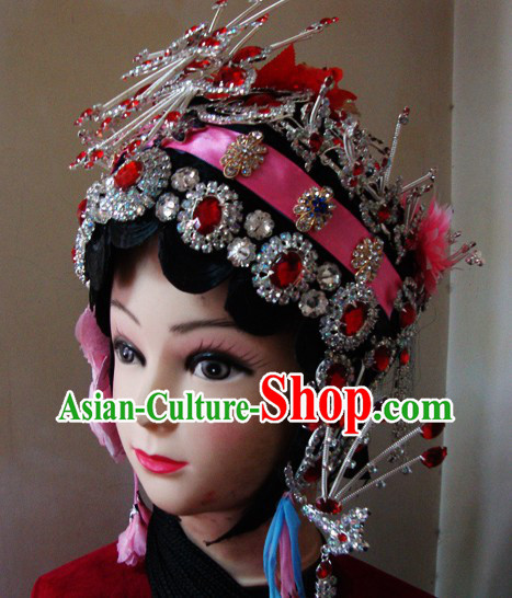 Traditional Chinese Dramatic Long Black Braids and Hair Accessories