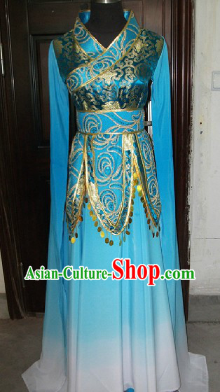 Blue Chinese Classical Dancing Costume for Women