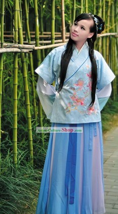 Ancient Chinese Han Dynasty Embroidered Girl Costumes