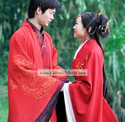 Ancient Chinese Wedding Dresses 2 Sets for Men and Women