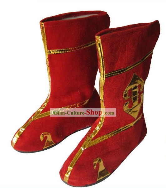 Traditional Stage Performance Red Boots for Both Men and Women