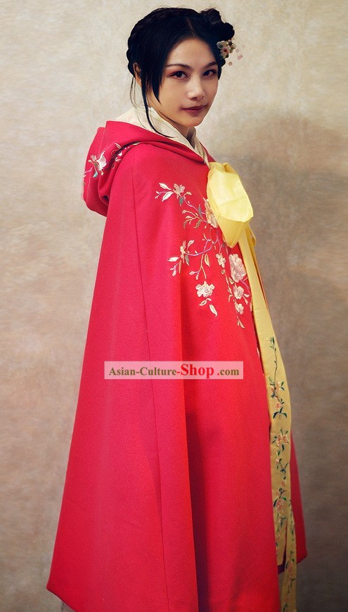 Ancient Chinese Embroidered Flower Princess Royal Cape