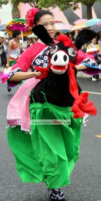 Traditional Chinese Parade Donkey Riding Costumes Set