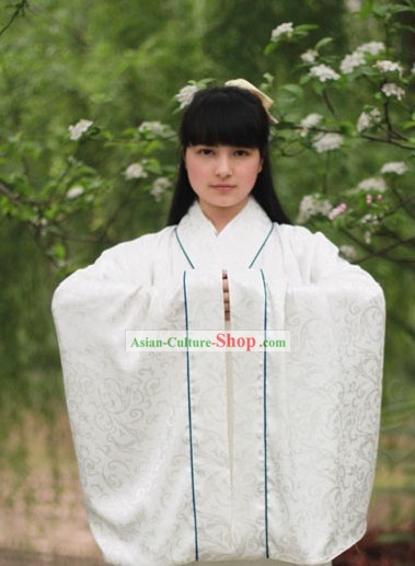 Traditional Chinese White Hanfu Clothing Complete Set for Men or Women