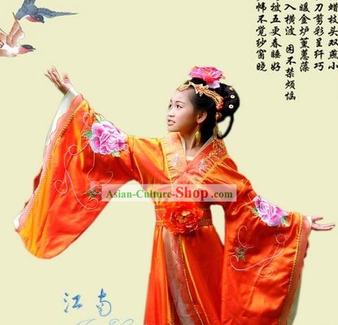 Ancient Chinese Imperial Princess Costumes and Hair Accessories for Children