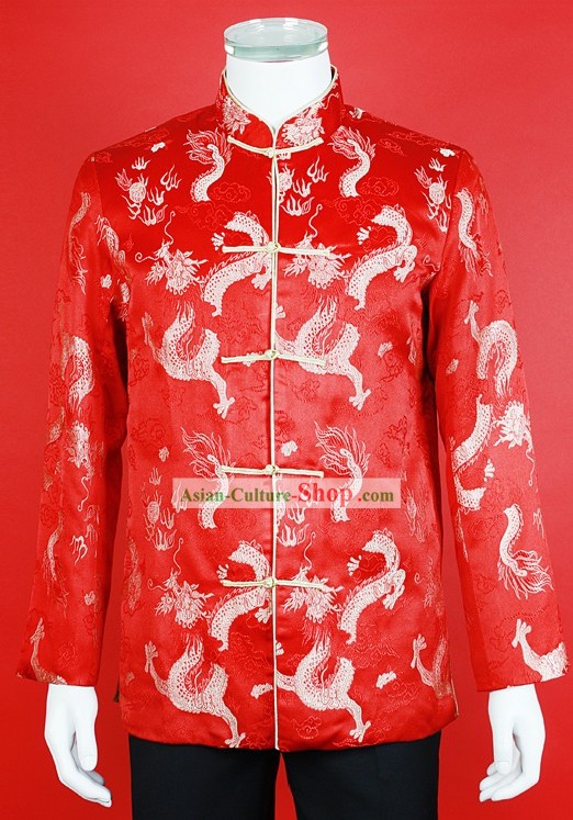 Stunning Red Dragon Tang Suit for Bridegroom