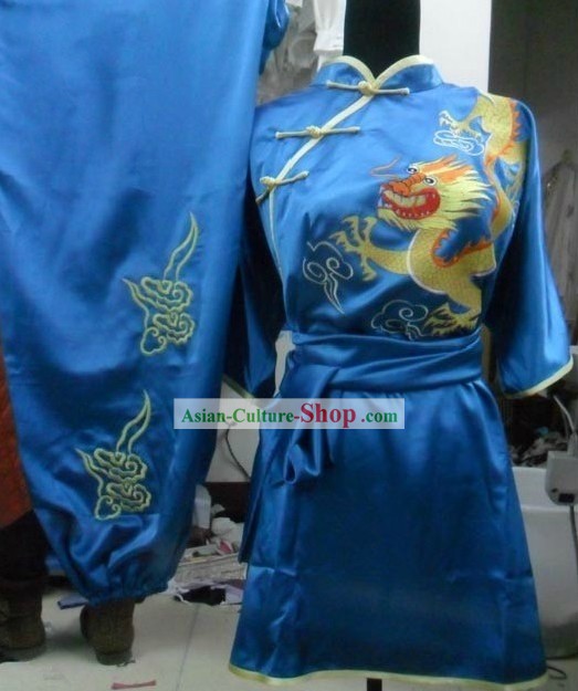 Blue Dragon Silk Womens Tai Chi Clothes