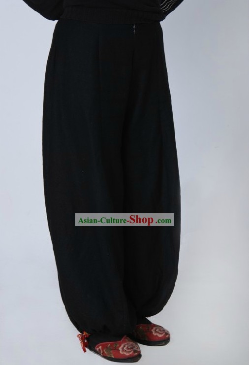 Traditional Black Cotton Wushu Pants