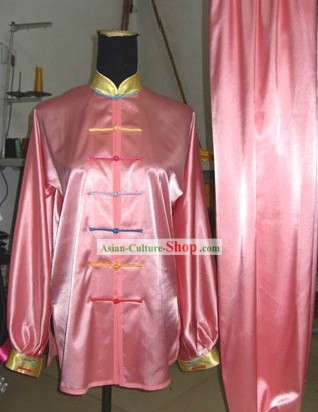 Pink Silk Martial Arts Competition Uniforms for Women