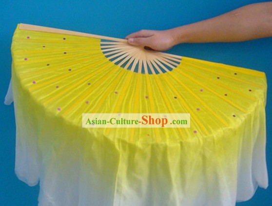 Chinese Yellow Classic Silk Dance Fan