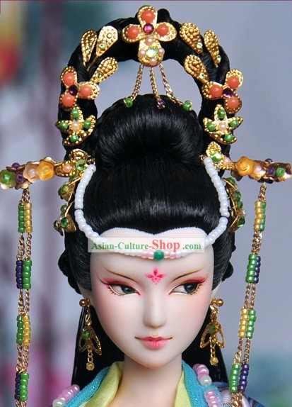 Ancient Chinese Queen Hair Accessories and Long Wig