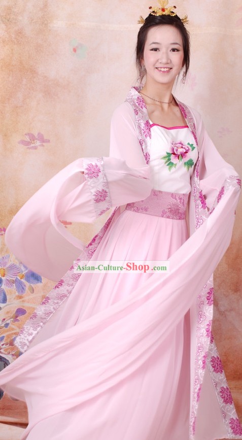 Ancient Chinese Pink Water Sleeve Dance Costumes for Women