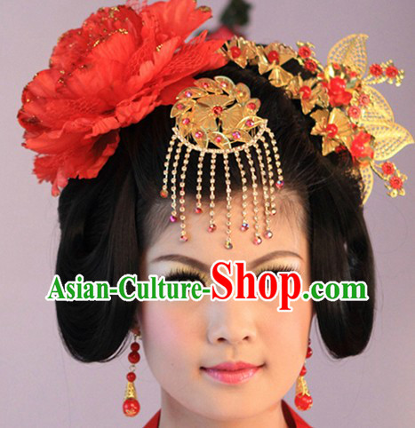 Traditional Chinese Tang Dynasty Lady Wig and Hair Accessories
