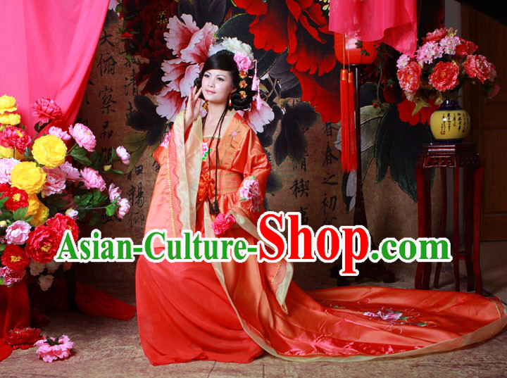 Ancient Chinese Brides Peony Flower Clothing for Women