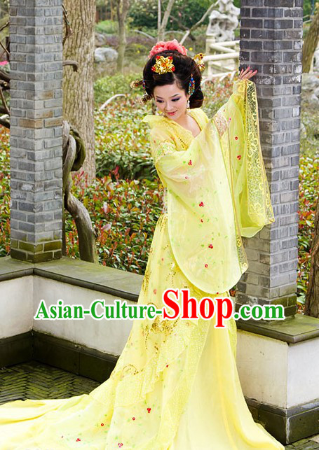 Traditional Chinese Imperial Yellow Princess Clothing