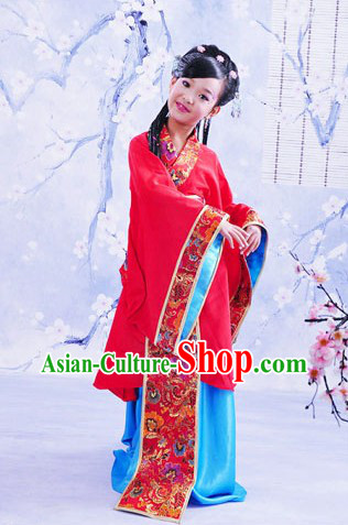 Traditional Chinese Beauty Red Hanfu Clothing for Children