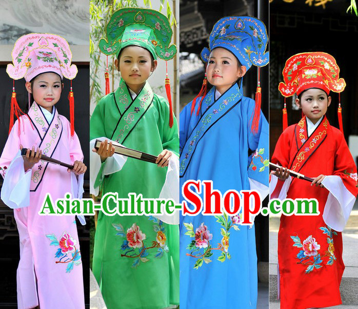 Ancient Chinese Students Costume Four Sets for Kids