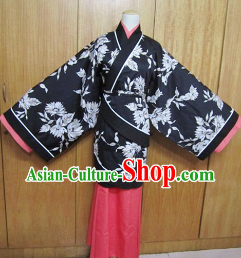 Ancient Chinese Black Flower Han Fu Clothing for Women