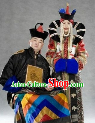 Traditional Chinese Mongolian Clothing and Hats for Men and Women