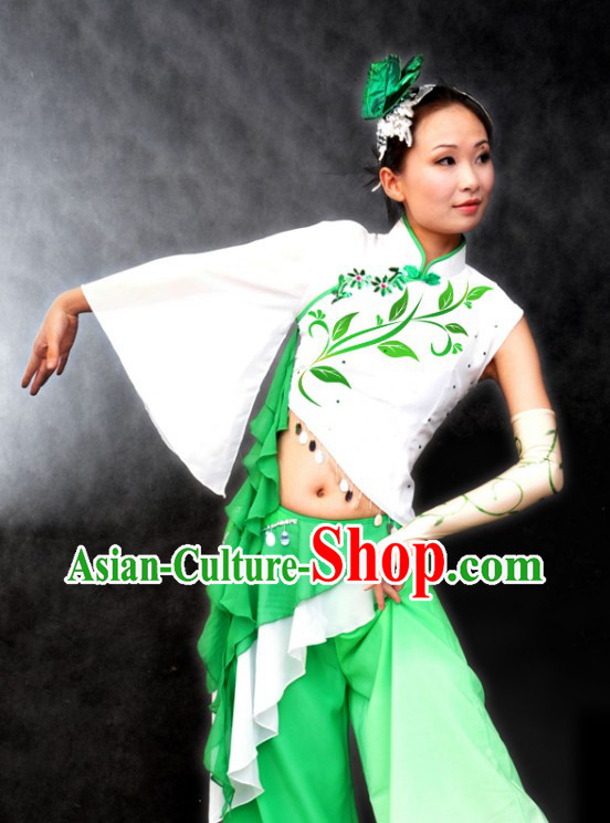 Chinese Classical Jasmine Blossoms Dance Costume and Headpiece