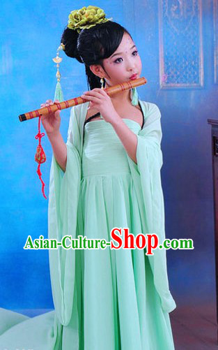 Ancient Chinese Green Musician Costume for Kids