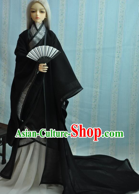 Ancient Chinese Black Han Fu Clothing for Men