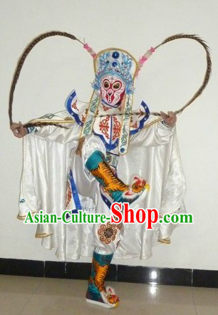 Professional Chinese Two Long Feahters Mask Changing Costume Complet Set