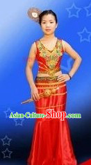 Traditional Thailand Red Dance Costume for Women