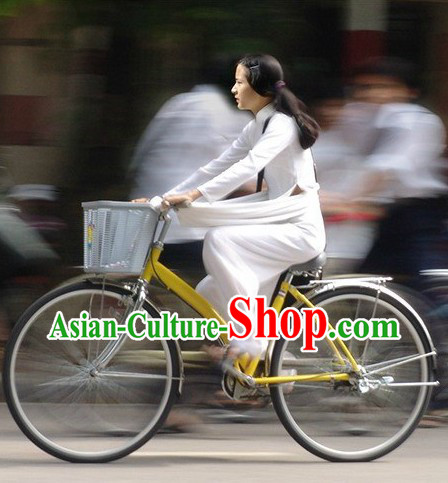 Traditional Vietnam Aodai White Clothing for Women