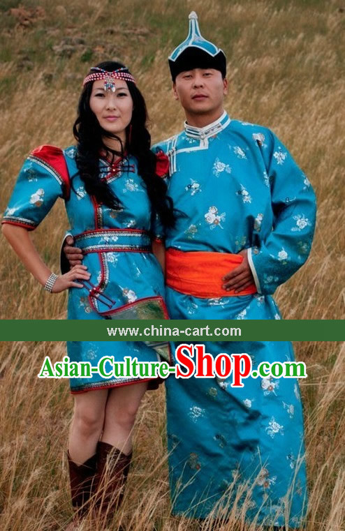 Traditional Chinese Mongolian Clothing and Hat for Men and Women