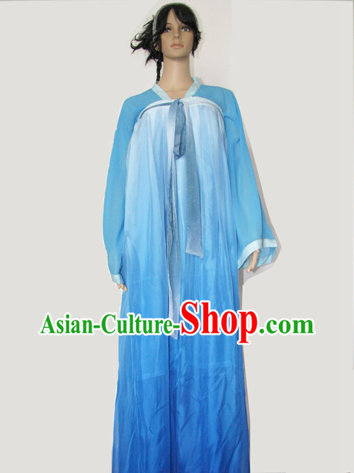 Ancient Chinese Blue Tea Ceremony Costume for Women