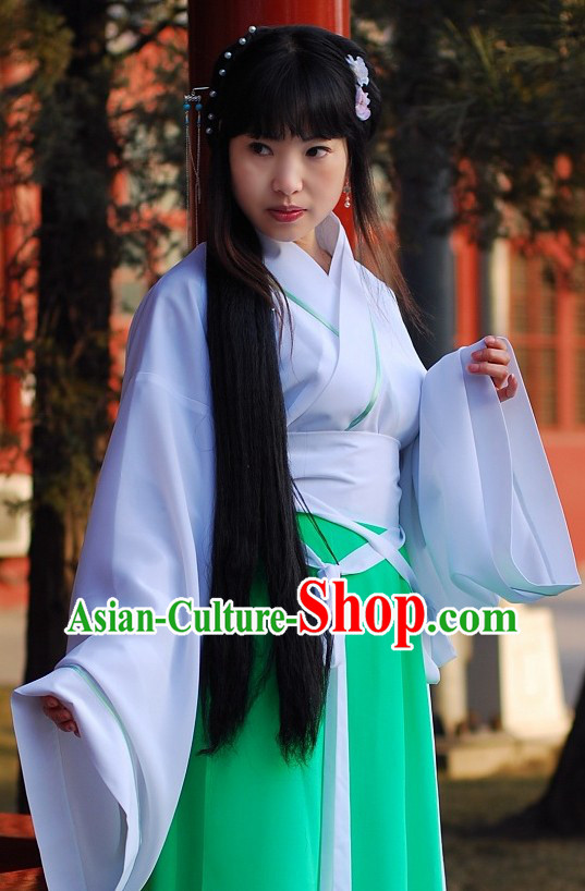 Ancient Chinese Han Fu Color Transition Clothing for Lady