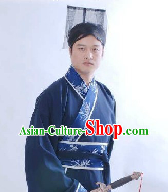 Ancient Chinese Hanfu Clothing and Hat for Men