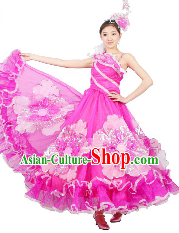 Chinese Stage Performance Accompany Dance Costume and Head Pieces for Women