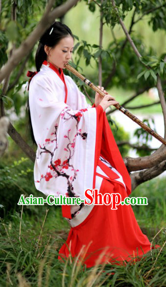 Traditional Pure Silk Plum Blossom Han Costumes for Women